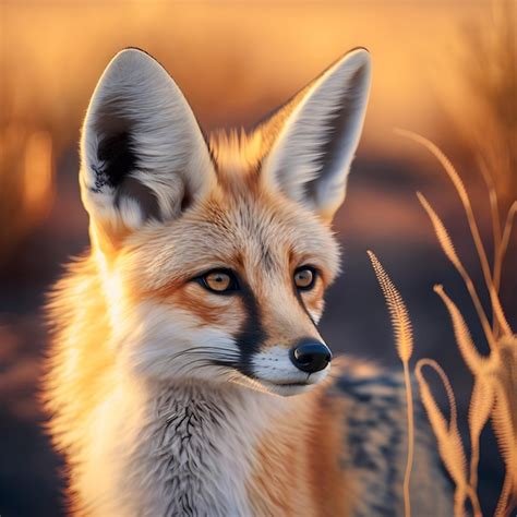 Premium AI Image | A painting of a fox with long ears and a yellow ...
