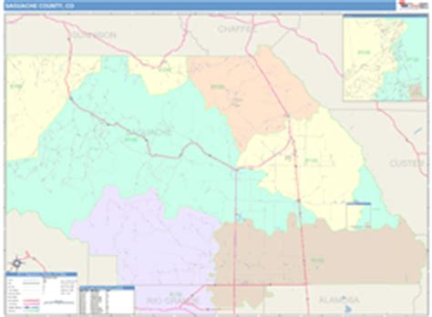 Saguache County, CO Wall Map Color Cast Style by MarketMAPS