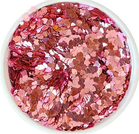 4MM pink hearts shape glitter