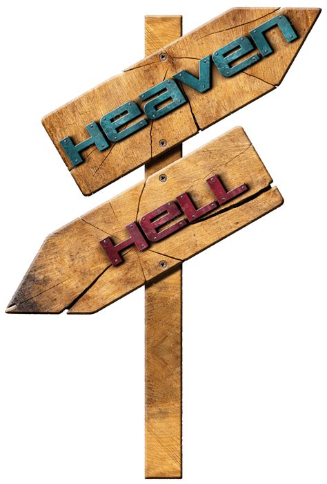 Heaven And Hell Wooden Directional Sign Hope, Down, Religion, Belief