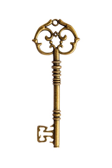 Close up old vintage key isolated on transparent background. Png ...
