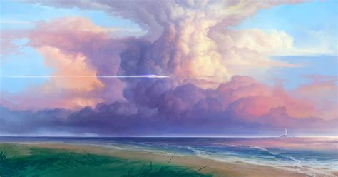 Иллюстрация Облачно. Закат. Планер в стиле 2d | Illustrators.ru
