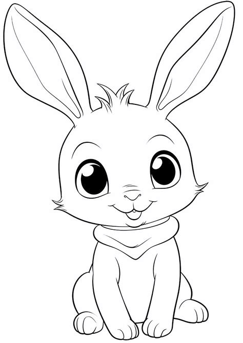Simple drawing of a young rabbit - Rabbit & Bunny Coloring Pages