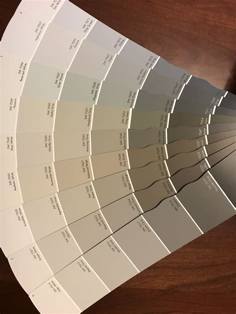Sherwin Williams gray comparison. Paint chips Fan Deck, Agreeable Gray