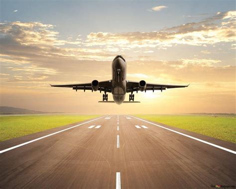 Passenger plane take off in cloudy weather HD wallpaper download