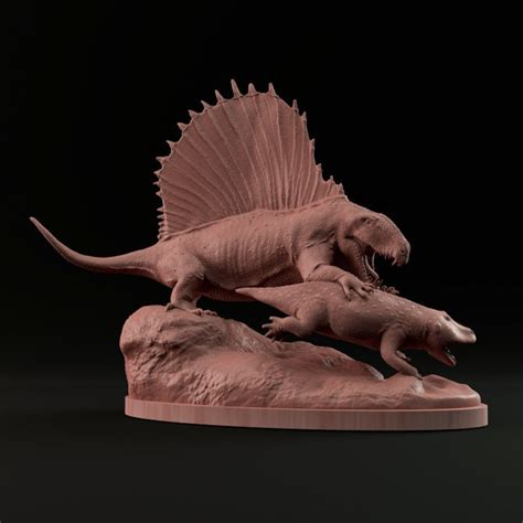 Dimetrodon Hunting Eryops 1:35 Scale - Exceptional 3D Resin Printed ...