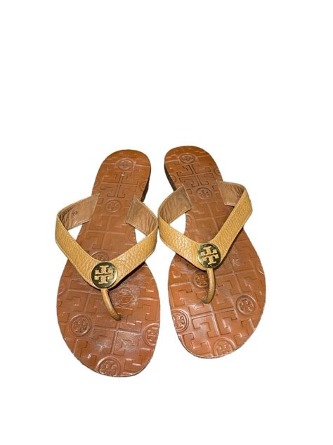 TORY BURCH WOMENS THONG SANDALS BROW LEATHER UPPER SI… - Gem