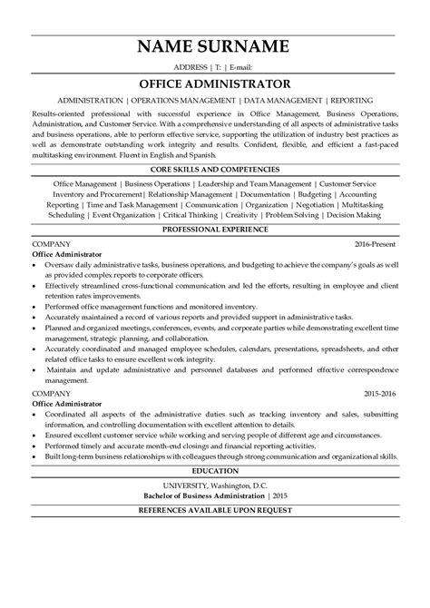 professional resume samples office administrator resumegets
