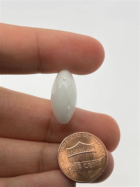 White Chalcedony 21x15mm Egg-shaped Gemstone Double Sided Checkerboard ...