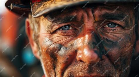 premium photo  closeup shot   oil rig workers face  worn