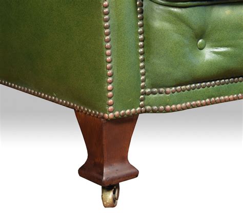 Green leather chesterfield - Shacklady's Antiques