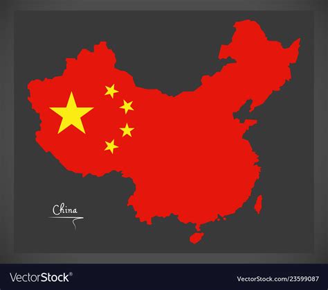 China map with chinese national flag Royalty Free Vector
