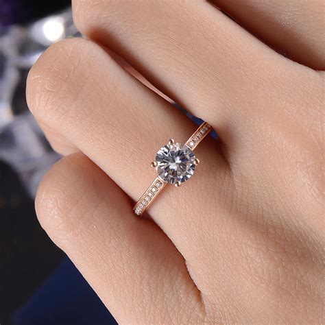 Moissanite Rose Gold Engagement Ring Women Colorless | Etsy