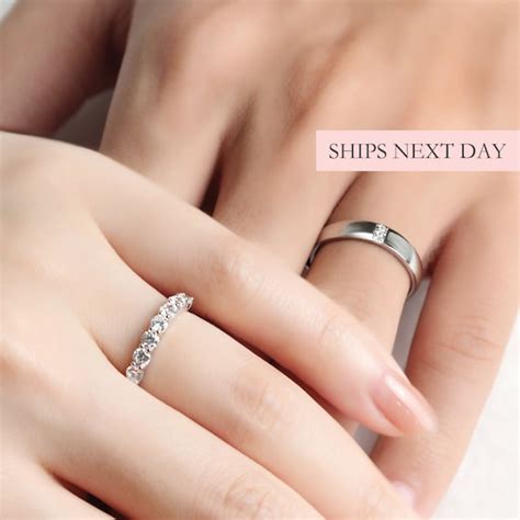 Simple Couple Wedding Bands 925 Sterling Silver CZ Men & - Etsy