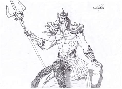 Poseidon Drawing, Pencil, Sketch, Colorful, Realistic Art Images ...