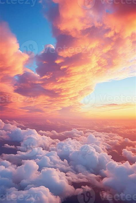 Angelic cloud formations at sunset background with empty space for text ...