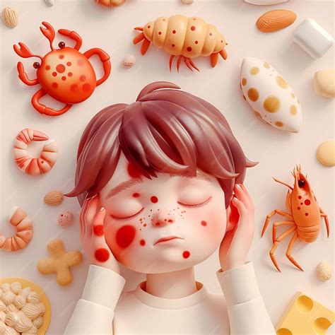 Premium Photo | 3d cartoon illustration of an boy with food allergy kid