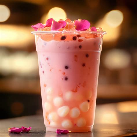 Modern Asian Fusion Cafe Houses Lychee Rose Bubble Drink