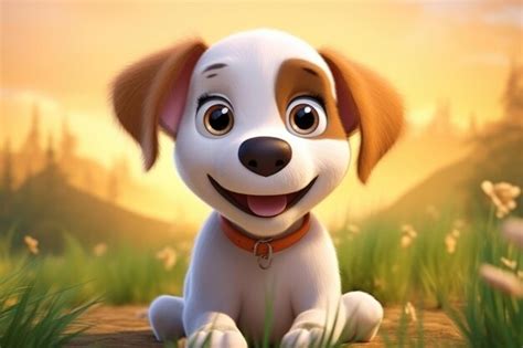 Desenho De Cachorro Para Assistir - Cachorro fofo e adorável de desenho animado em 3d um companheiro canino ...
