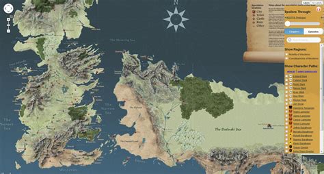 la carte interactive de game  thrones pour sy retrouver game
