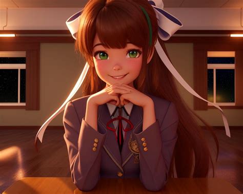 Monika In 3D by pikatrap44 on DeviantArt