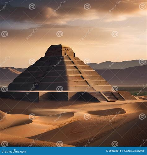 An Ancient Babylonian Ziggurat Towering Over the Desert Landscape3 ...