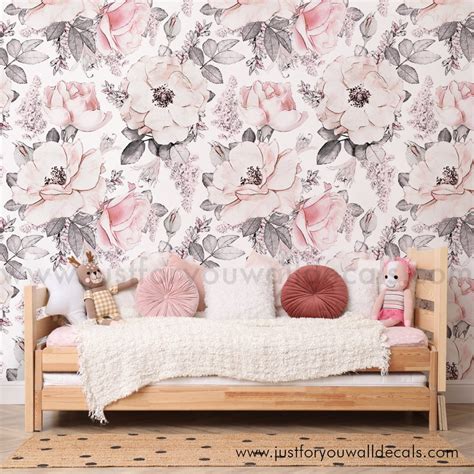 Nursery Wallpaper, Floral Wallpaper, Nursery Wallpaper Girl, Peony ...