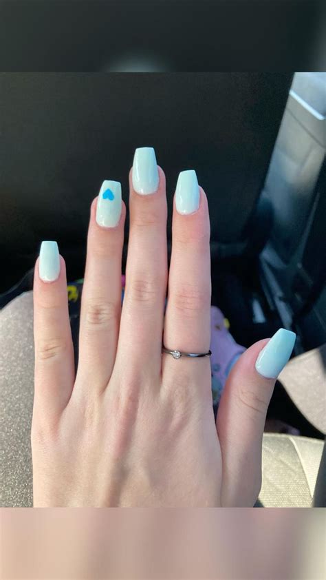 light blue heart nails