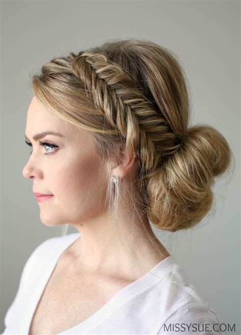 fishtail braid updo hairstyle tutorial step  step fashion hunt world
