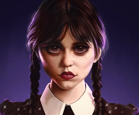 3449x1600 Resolution Wednesday Addams Digital Portrait 3449x1600