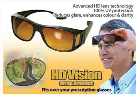 3457) NEW HD VISION WRAPAROUNDS SUNGLASSES/ NIGHT VISION GLASSES, Men's ...