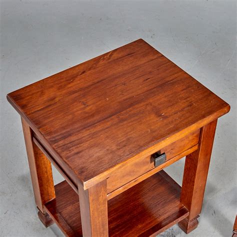 20th c., Pair of Arts and Crafts Style Side Tables with Drawer and ...