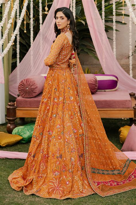 romanvi pc tangerine lehenga choli set  dupatta shop