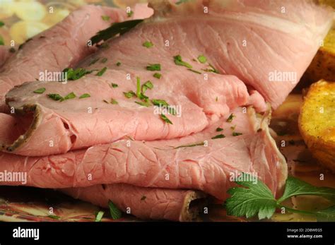 close   roast beef stock photo alamy