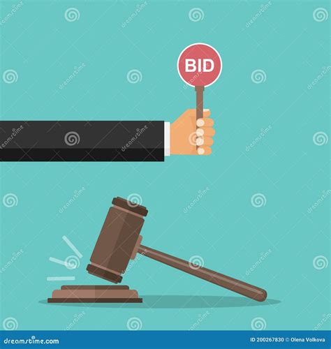 Auction, Bidding. People Bid on Auctions. Vector, Cartoon Illustration ...