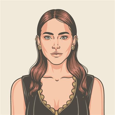 Premium Vector | Fashon woman vector portrait draw