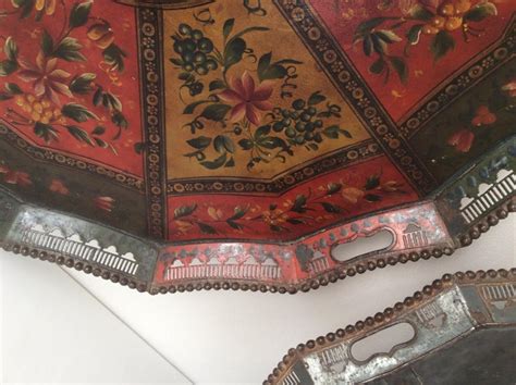 Rare Pair of Polychrome Painted Russian Tole Trays at 1stDibs
