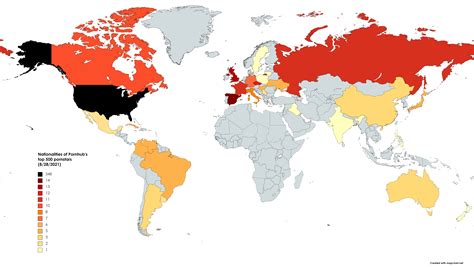 Nationalities of Pornhub's top 500 pornstars (8/28/2021) : r/MapPorn