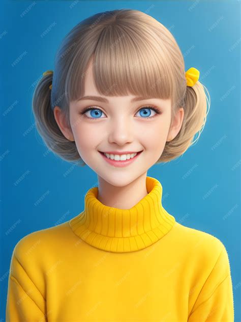Premium Photo | Beautiful Smiling Girl with Short Hair and Blue Eyes