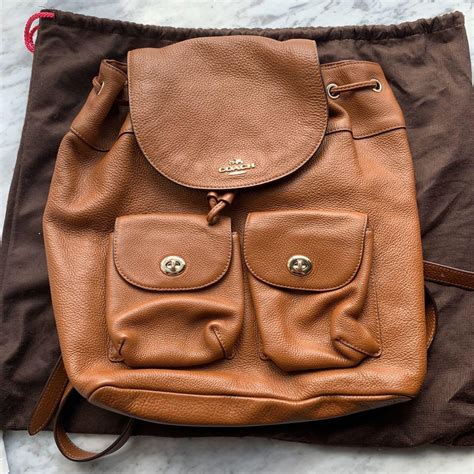 Coach leather backpack 真皮牛皮背囊 啡色 背包 媽媽袋 返學背囊 , 女裝, 女裝袋 ＆ 銀包 - Carousell