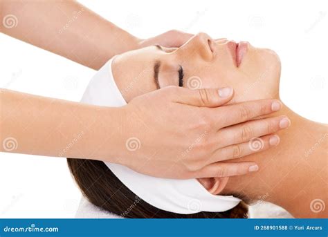 The Touch of Beauty. a Young Woman Getting a Beauty Treatment Isolated ...