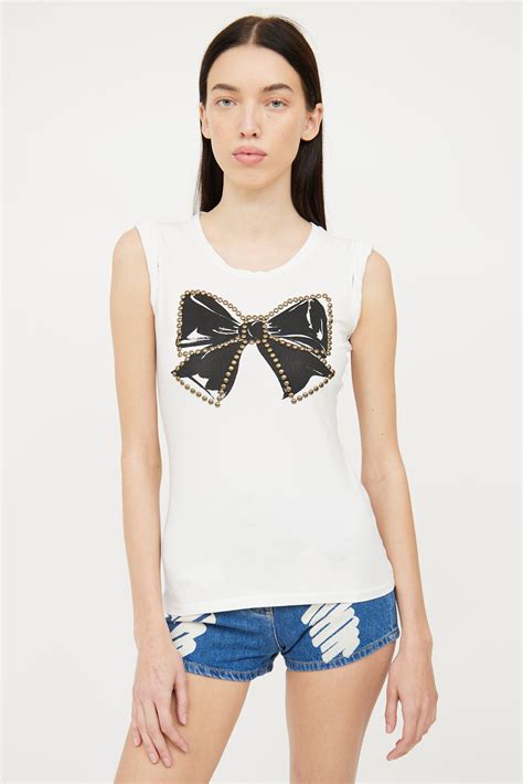 White & Black Studded Bow Top in 2024