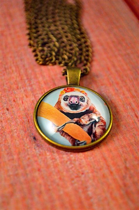 Sloth Necklace, Sloth Jewelry, Sloth Gift, Cute Sloth Necklace, Hanging