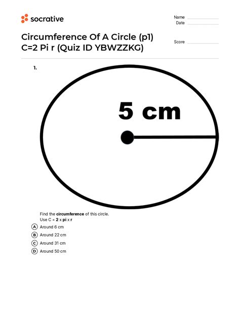 Circumference Of A Circle (P1) C=2 Pi R – Quiz Shop