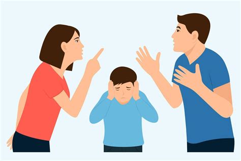 family conflict concept unhappy boy covering ears  hands
