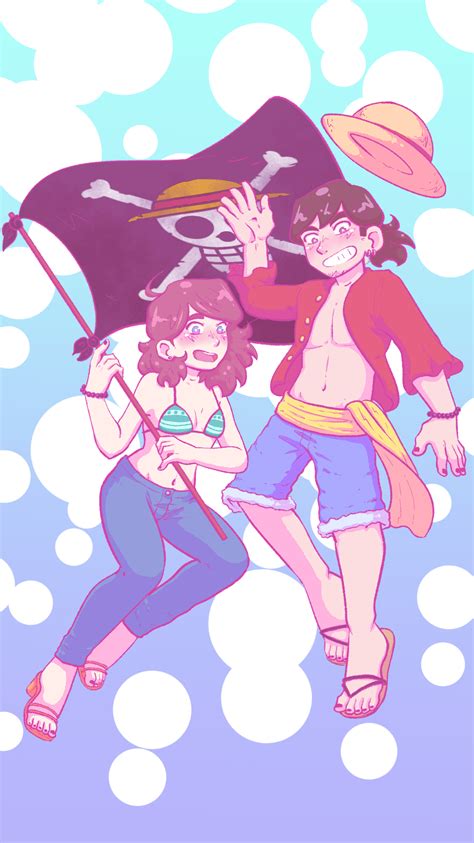 Art I did of me and my boyfriend dressed as Nami and Luffy. We love one