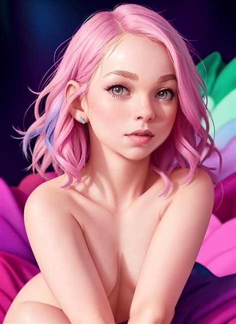 Rule 34 - ai generated blonde hair blue hair celebrity emma myers enid