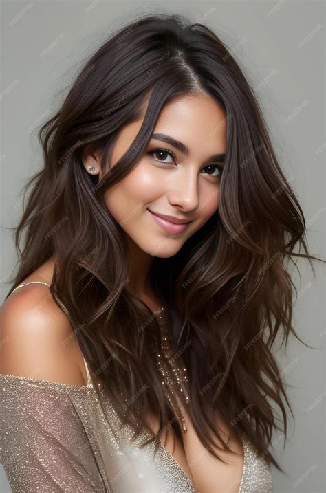 Premium Photo | Portrait of a beautiful young brunette woman with long hair