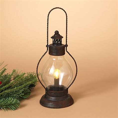 Gerson 30784 - 13" LED Battery Operated Metal and Glass Antique Lantern ...