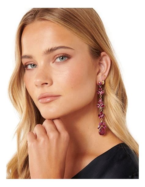 Forever New Signature Petal Stone Drop Earring In Pink | MYER